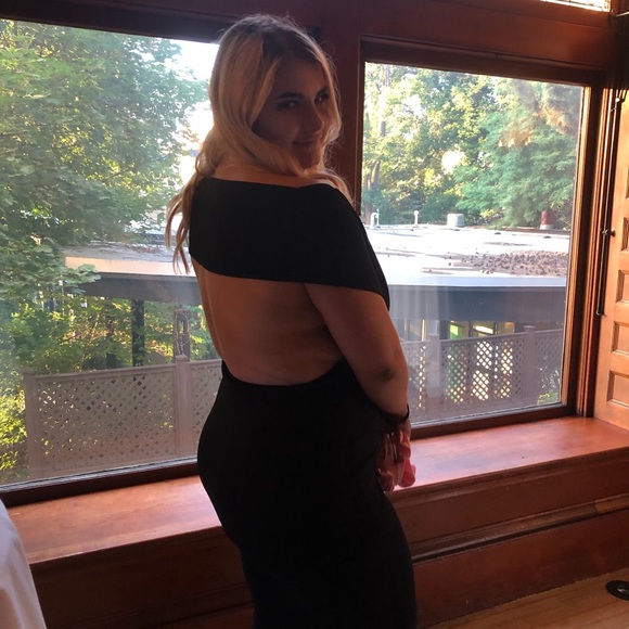 Black Evening Gown with Wrap Top - Picture 2 of 4